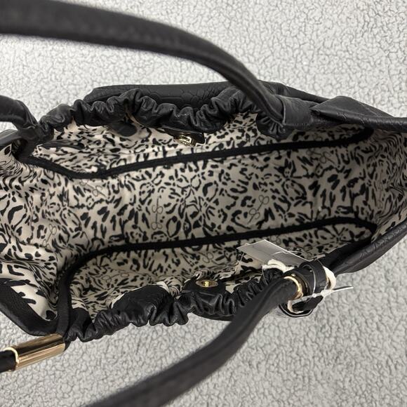 Jessica Simpson Rosanna Black Leather Tote Double Handles Shoulder Bag 14x11x5 - Picture 10 of 16